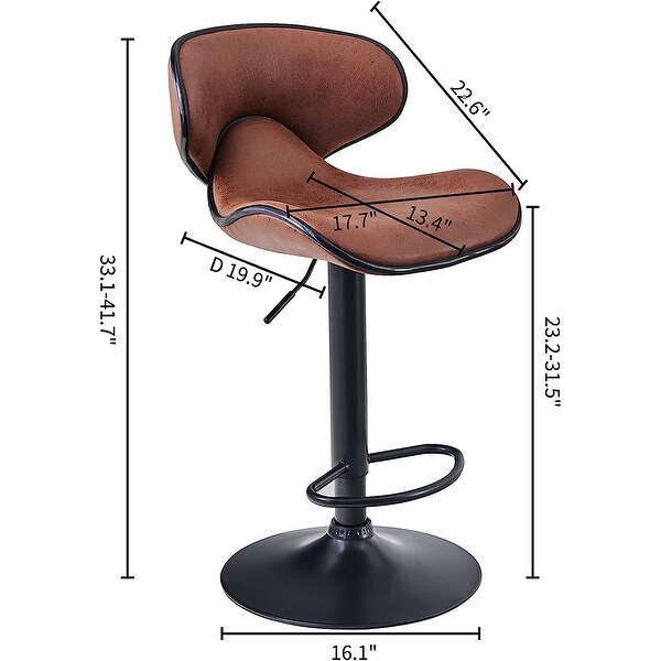 Barstools Set of 2 Adjustable Swivel Leatherette Upholstery Bar Chair