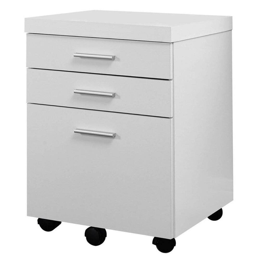 Monarch Specialties White 3-Drawer Rolling Portable Filing Cabinet (4 Pack) 4 x VM-7048