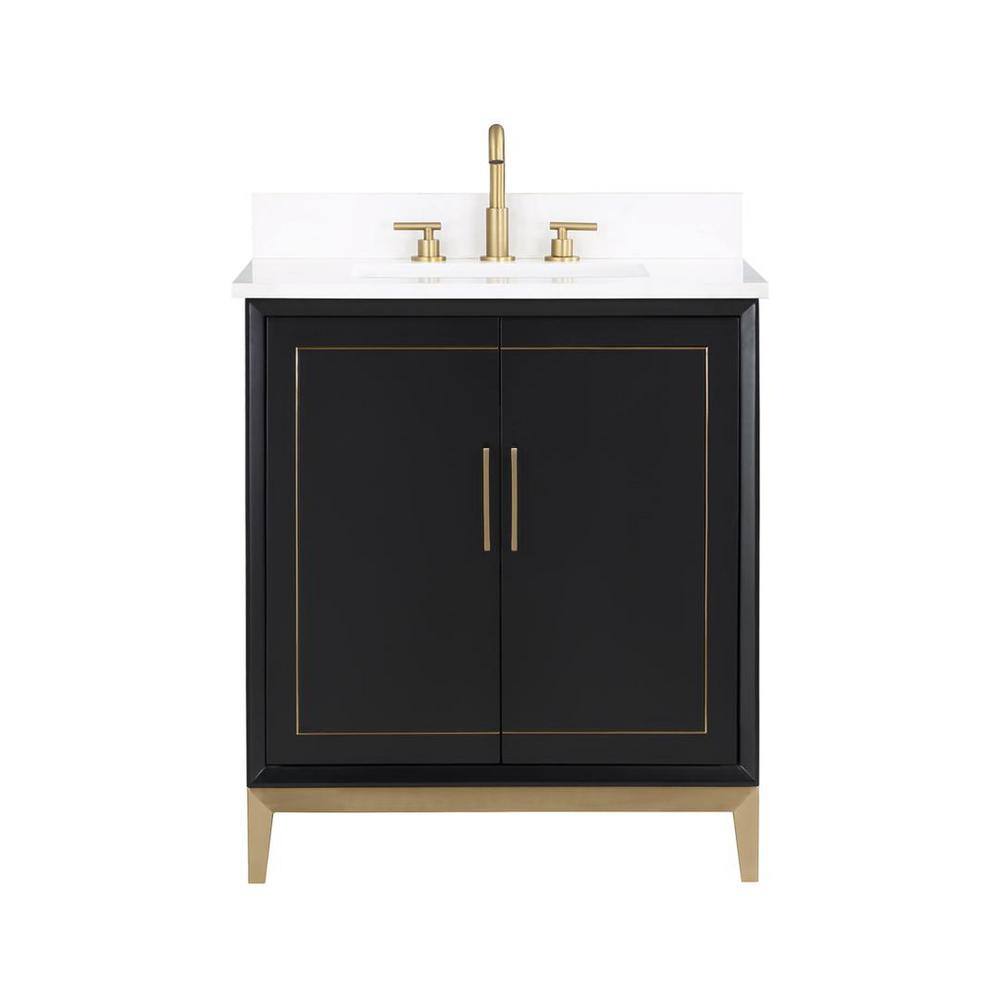 BEMMA Gracie 30 in. W x 22 in. D x 38 in. H Single Sink Freestanding Bath Vanity in Midnight Black with White Quartz Top V-GR30SFM-04BS-C03S-3