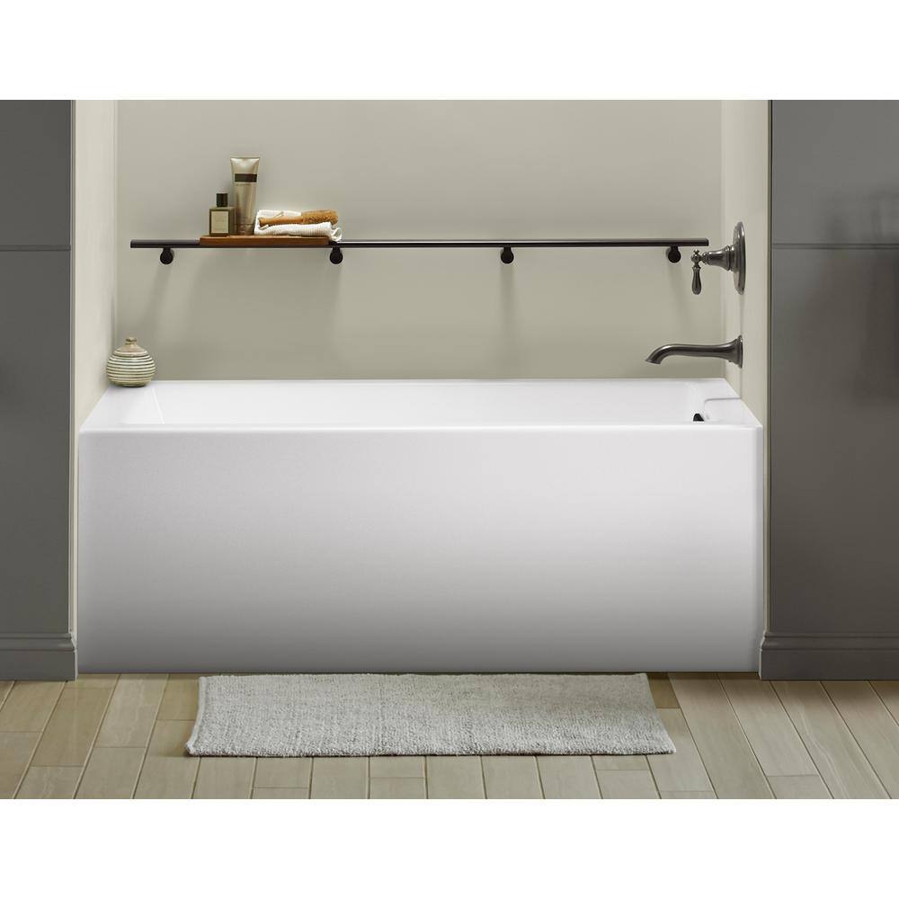 KOHLER Underscore 60 in. x 30 in. Soaking Bathtub with Left-Hand Drain in White 1956-LA-0