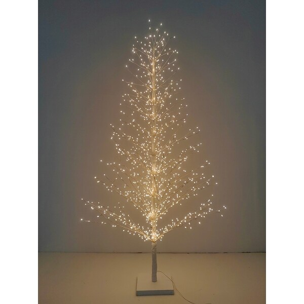 47in/70in White Birch Tree with LED Lights Indoor Use Only