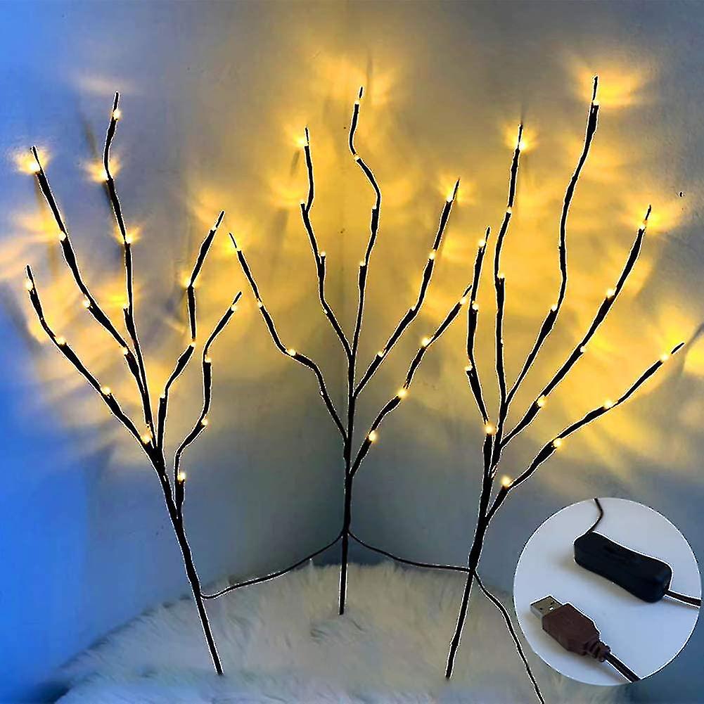 3pcs 60 Leds Light Tree Branches Lights Warm White Branches Lamp For Home Room Vase Decoration