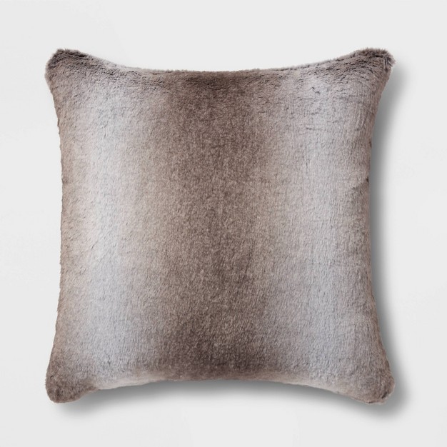 Neutral Faux Fur Throw Pillow