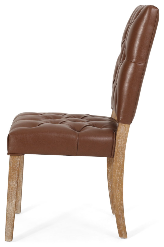 Contemporary Dining Chair  Button Tufted Faux Leather Seat   Farmhouse   Dining Chairs   by Decor Love  Houzz