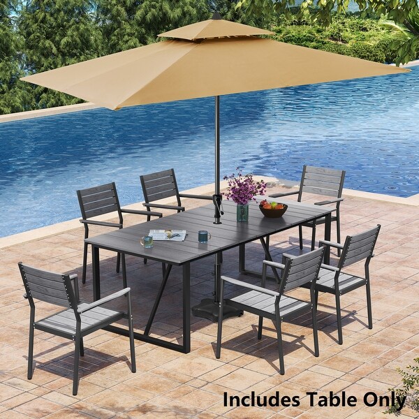 Patio Aluminum Dining Table Outdoor Patio 6 Person Rectangular Table