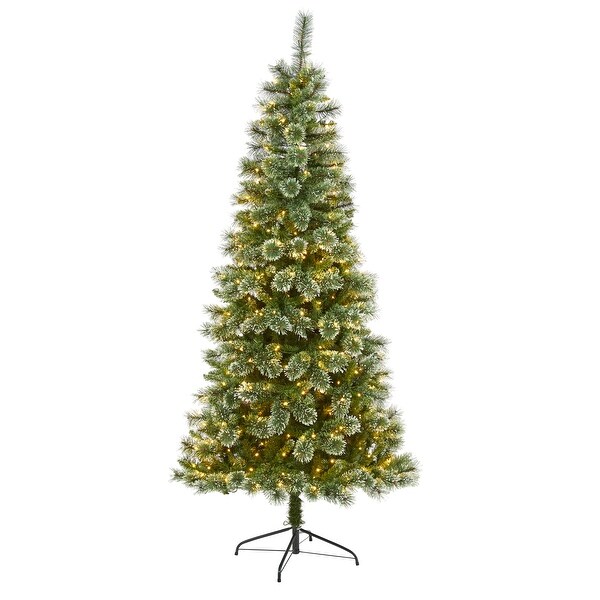 7' Wisconsin Slim Snow Tip Pine Christmas Tree with 400 Clear Lights