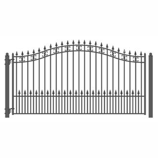 ALEKO St. Louis Style 12 ft. x 6 ft. Black Steel Single Swing Driveway Fence Gate DG12STPSSW-HD