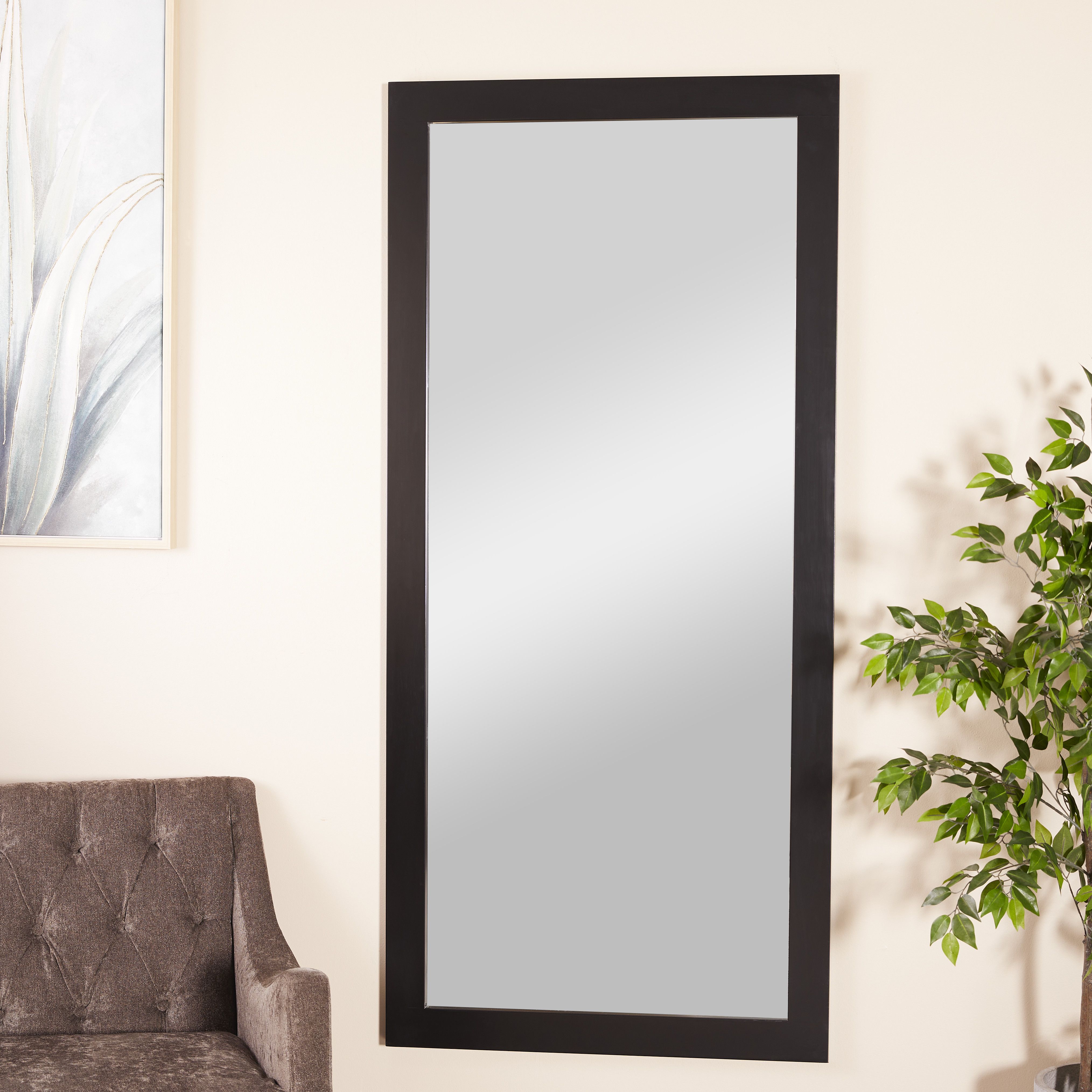 Black Wood Contemporary Wall Mirror 18 x 27