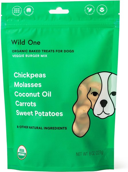 Wild One Organic Veggie Burger Baked Dog Treats， 8-oz bag