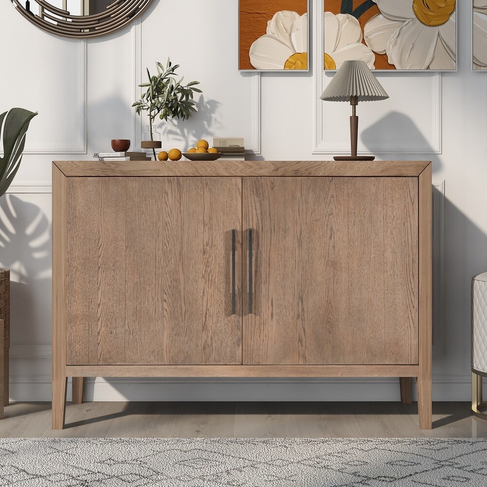 Storage Cabinet Sideboard Wooden Cabinet with 2 Metal handles and 2 Doors for Hallway  Entryway  Living Room  Bedroom