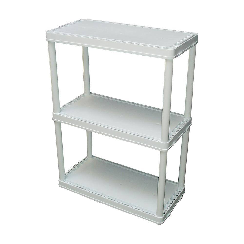 GRACIOUS LIVING 12 in. x 33 in. x 24 in. 3-tier 3 Shelves Resin Freestanding Garage Storage Shelving Unit White 91015MAX-IT-1C-128