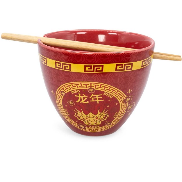 Boom Trendz Year Of The Dragon Chinese Zodiac 16 ounce Ramen Bowl And Chopstick Set