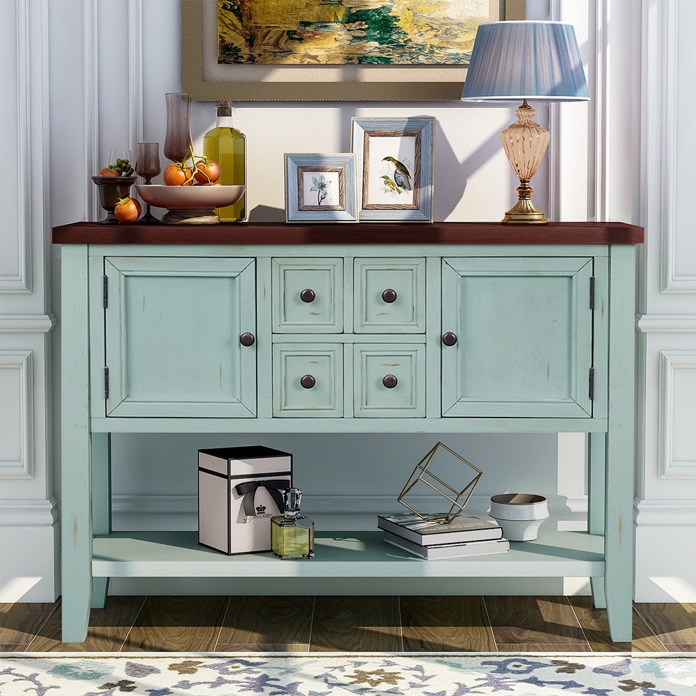 Avisha Cambridge Series Console Table with Shelf in Retro Blue   46\