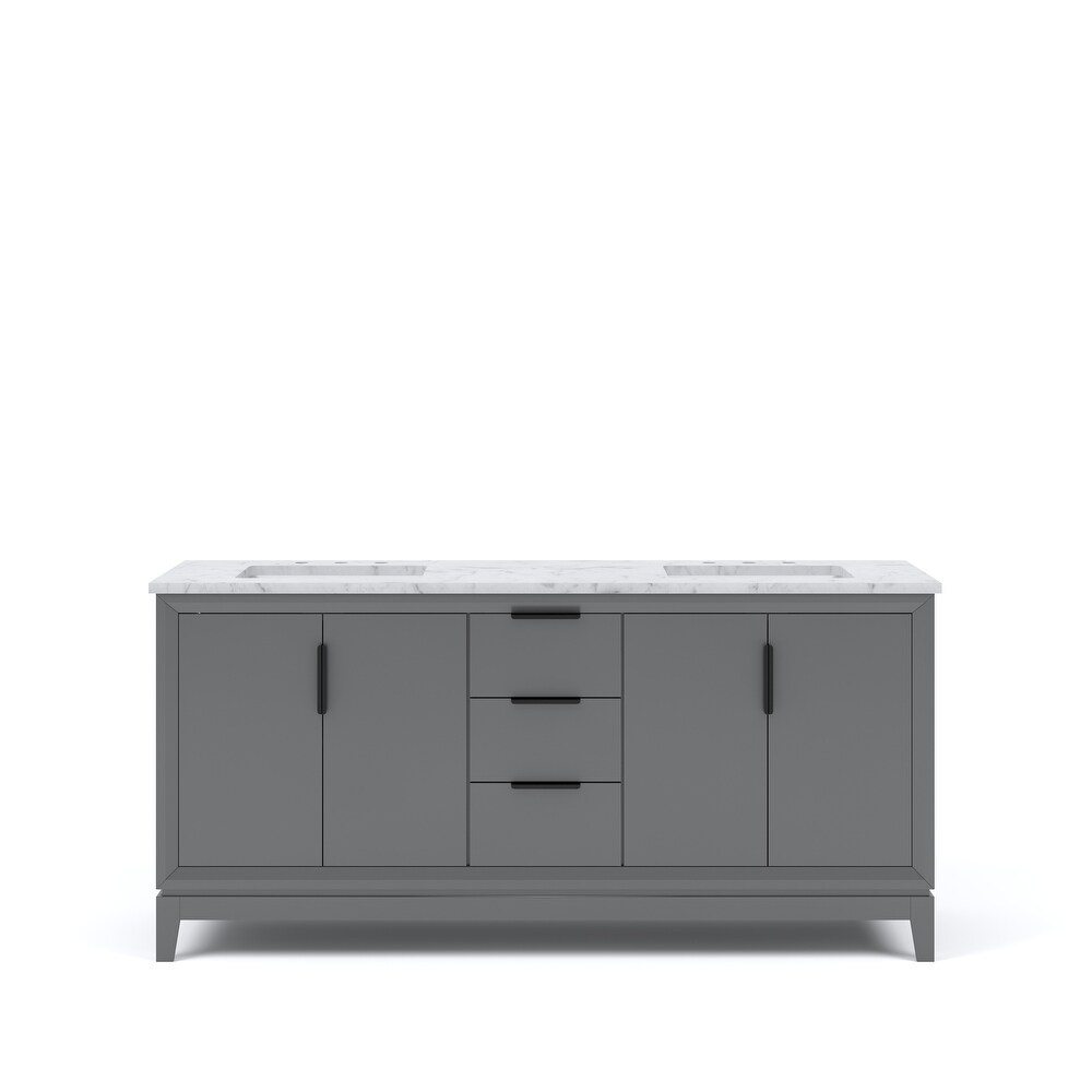 Elizabeth 72 Inch Double Sink Carrara White Marble Vanity