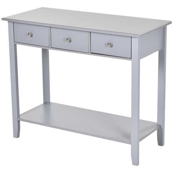 HOMCOM Console Table Industrial Desk with Drawer Bottom Shelf and Large Tabletop for Pictures， Great for the Entryway