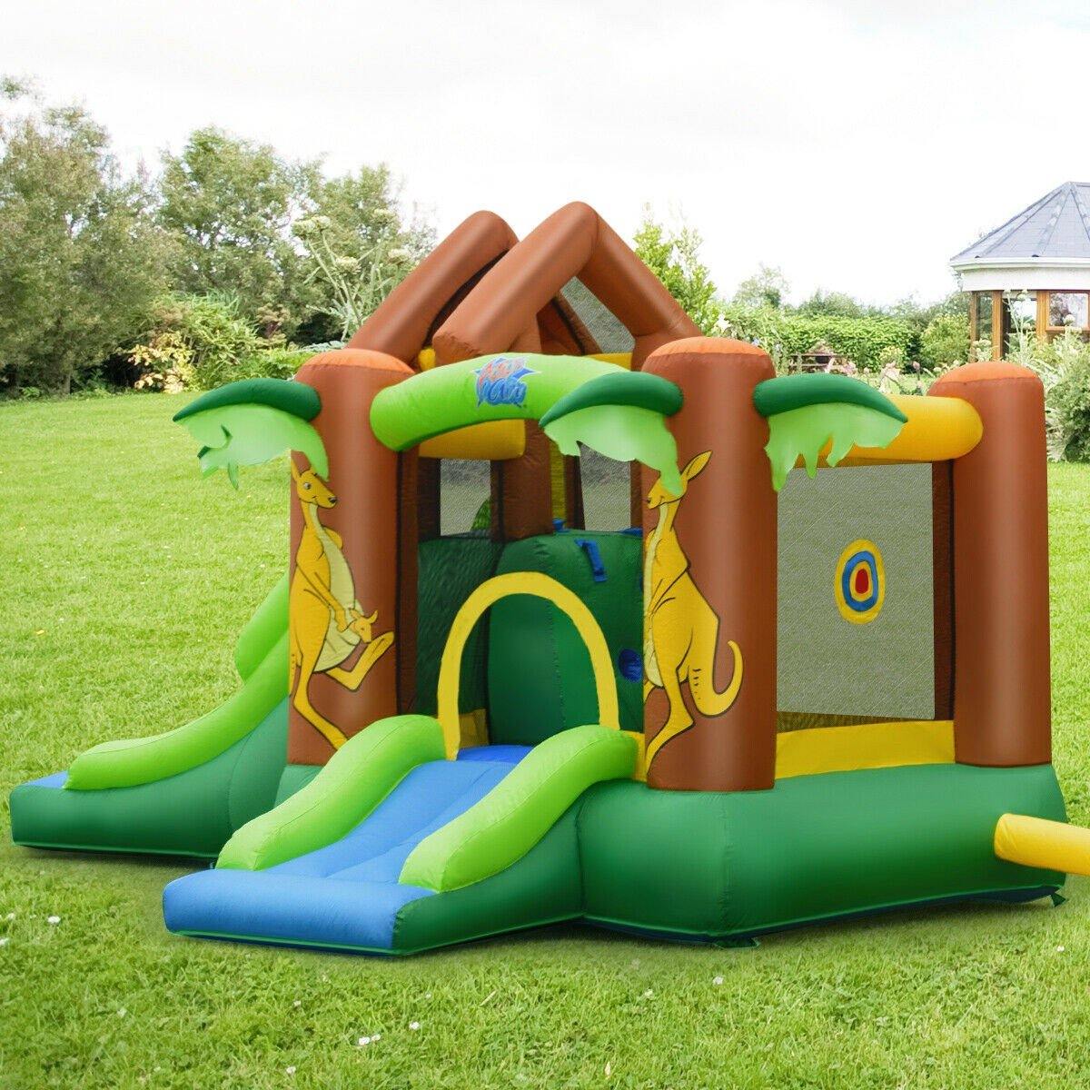 BOUNTECH Inflatable Bounce House, Jungle Jumping Bouncer w/ Double Slides (Without Blower)