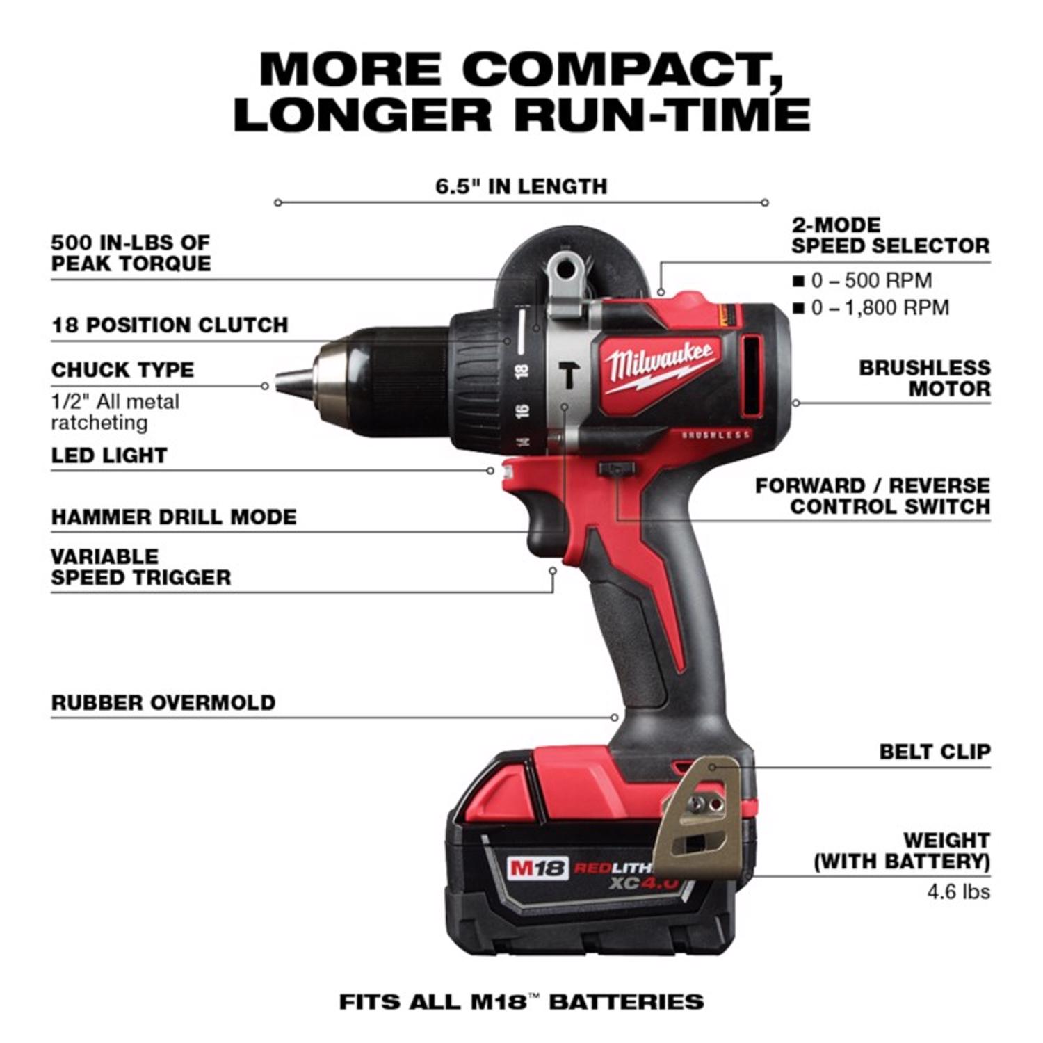 MW M18 18 V Cordless Brushless 2 Tool Combo Kit