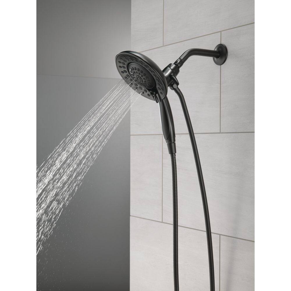 Delta In2ition 5-Spray Patterns 1.75 GPM 6.81 in. Wall Mount Dual Shower Heads in Matte Black 58569-BL-PK