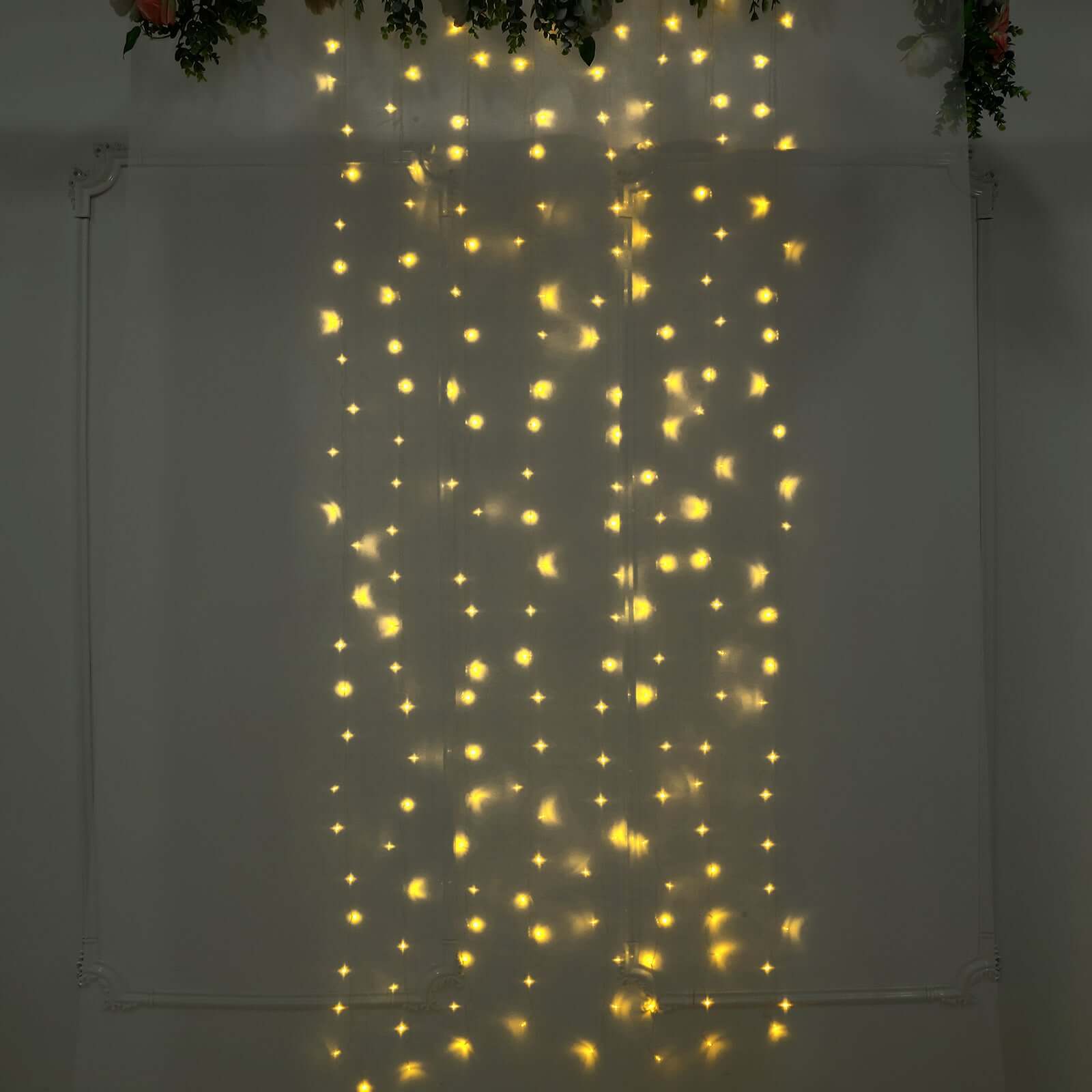 Warm White 192 LED Icicle Curtain Fairy String Lights with 8 Modes 5ftx8ft