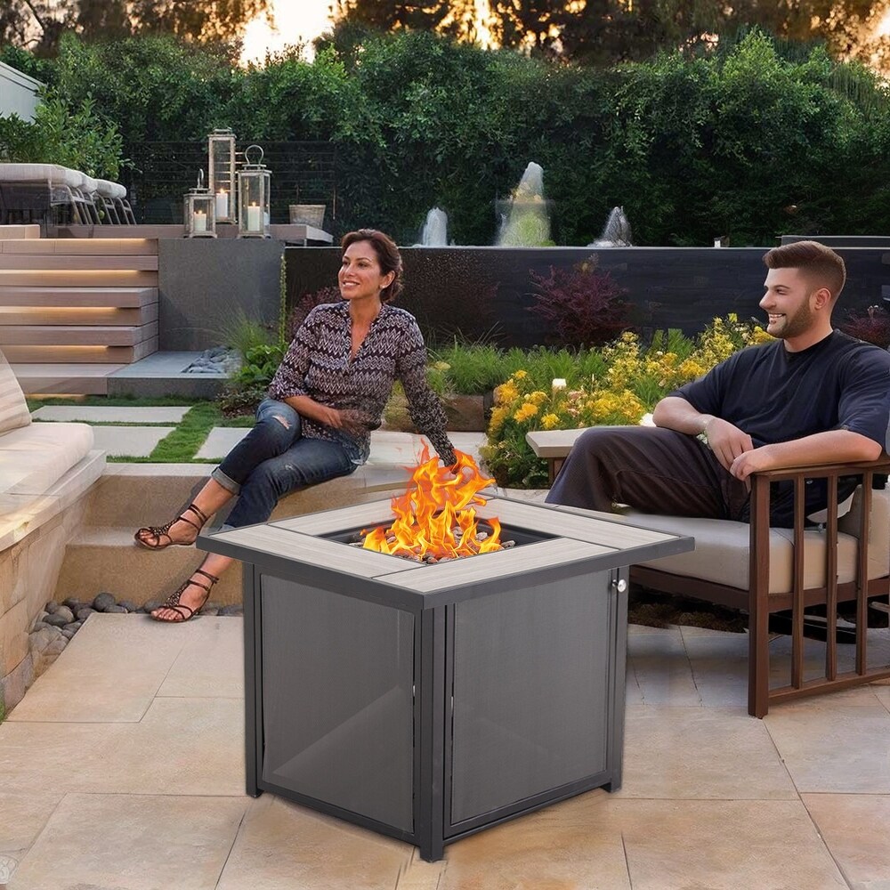 Patio Outdoor Gas Fire Pit Table  43 Inch 50 000 BTU Rectangle Patio Propane Fire Pit Table   32 inch