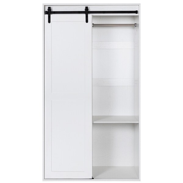 71-inch Wardrobe Cabinet， Clothes Locker， Classic Sliding Barn Door Armoscope， Organizer for Bedroom， Cloakroom， Living Room - - 37851492