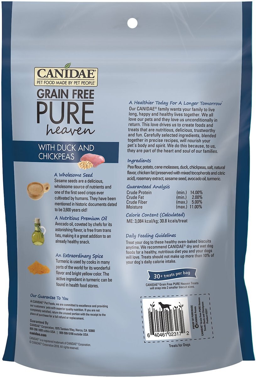 CANIDAE Grain-Free PURE Heaven Biscuits with Duck and Chickpeas Crunchy Dog Treats