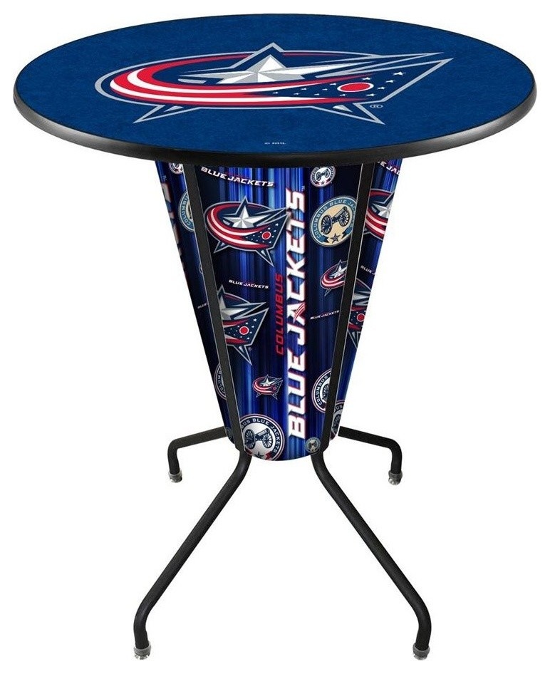 Lighted Columbus Blue Jackets Pub Table   Contemporary   Outdoor Pub And Bistro Tables   by Team Sports  Houzz