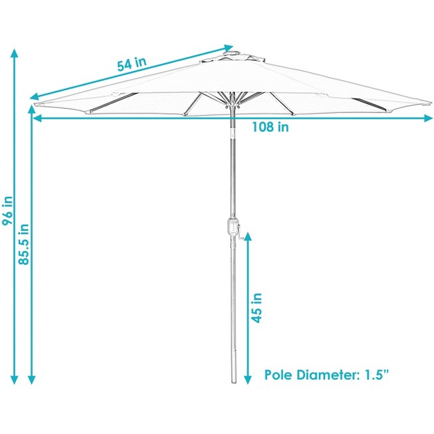 Sunnydaze Outdoor Aluminum Pool Patio Umbrella With Solar Led Lights Tilt And Crank 9 x27