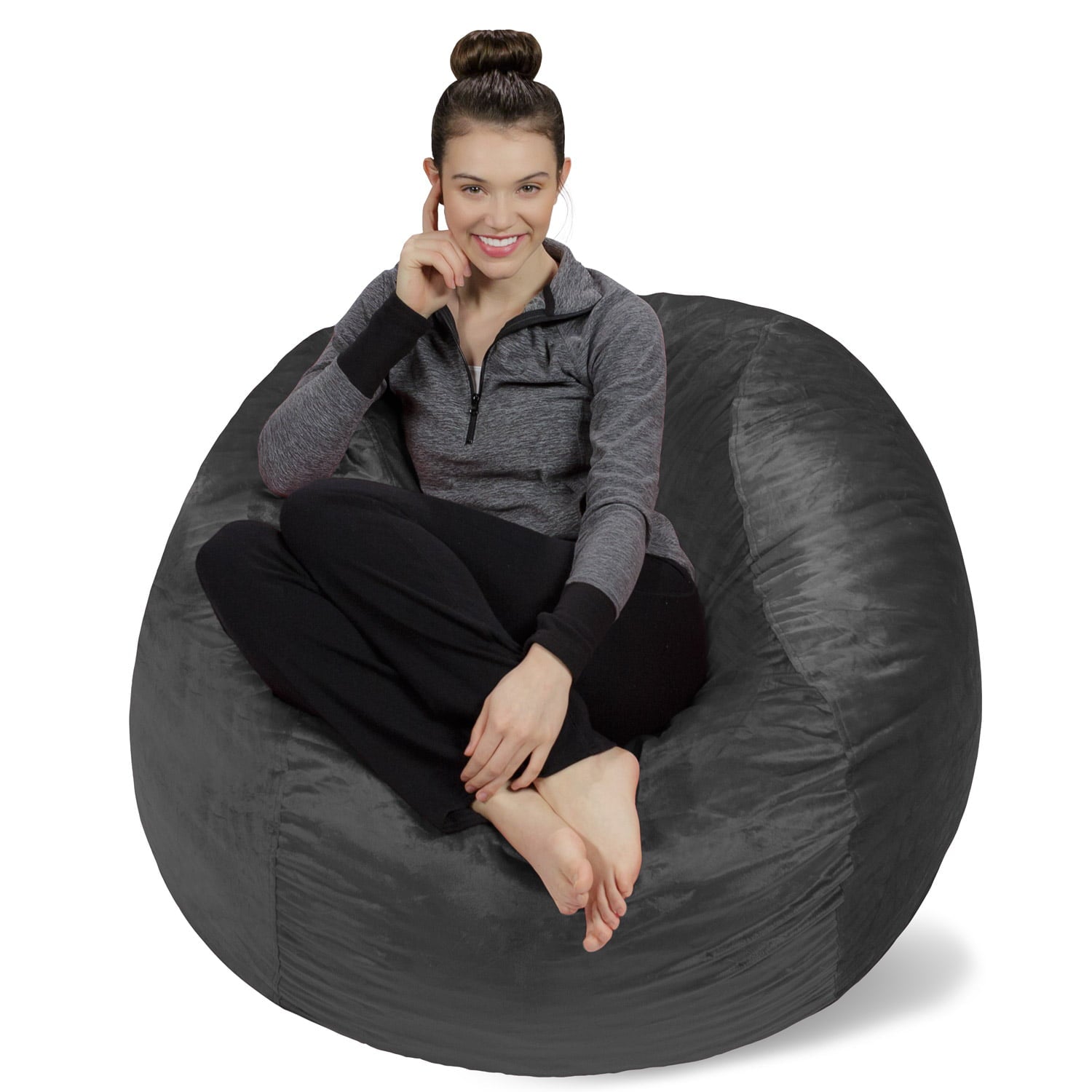 Sofa Sack Bean Bag Chair, Memory Foam Lounger with Microsuede Cover, Kids, Adults, 4 ft, Charcoal