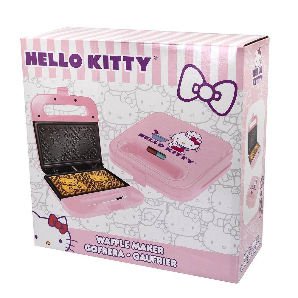 Uncanny Brands Hello Kitty 900-Watt Pink Double-Square American Waffle Maker WM2-KIT-HK1