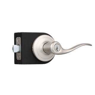 Kwikset Tustin Satin Nickel Entry Door Handle Featuring SmartKey Security 740TNL 15 SMT CP K4