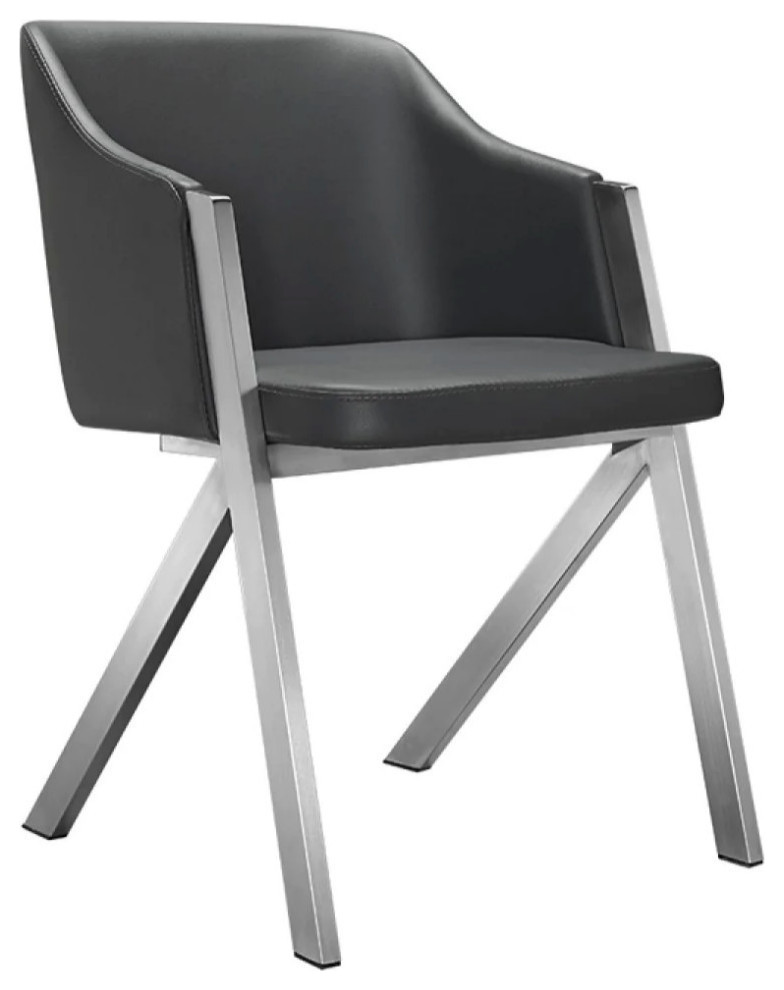 Mia Modern Gray Leatherette Dining Chair  Set of 2   Contemporary   Dining Chairs   by Rustic Home Furniture Deco  Houzz