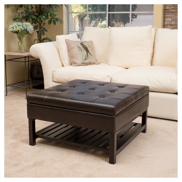 Miriam Wood Storage Ottoman Brown Christopher Knight Home