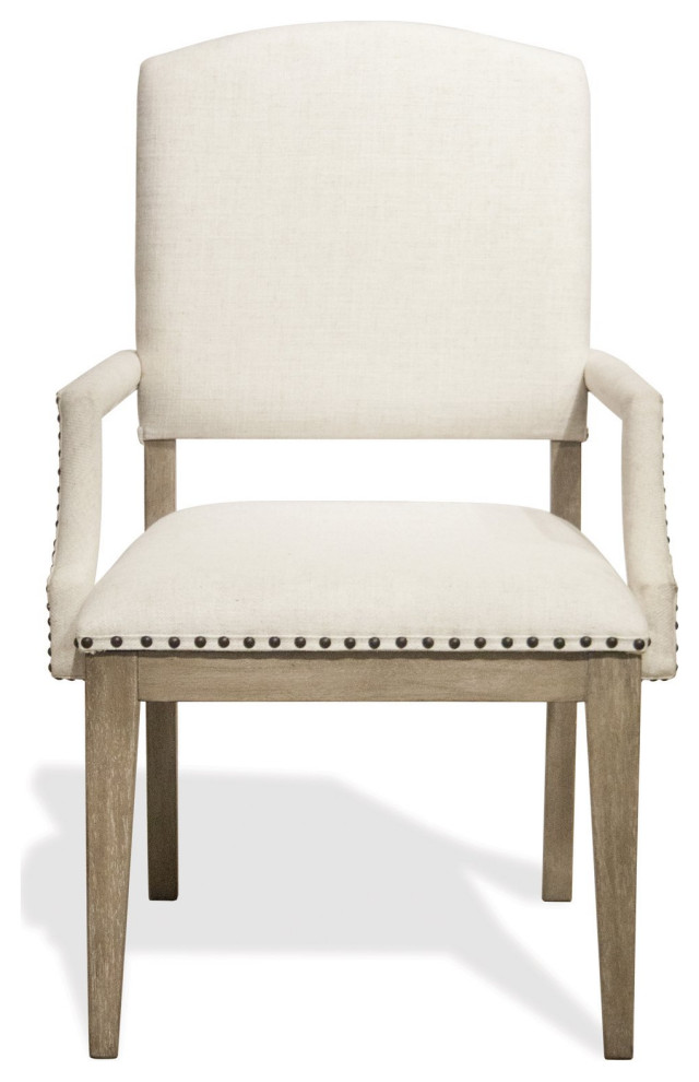 Set of 2 Dining Chair  Hardwood Frame With Curved Arms  ampNailhead Trim  White   Transitional   Dining Chairs   by Decor Love  Houzz