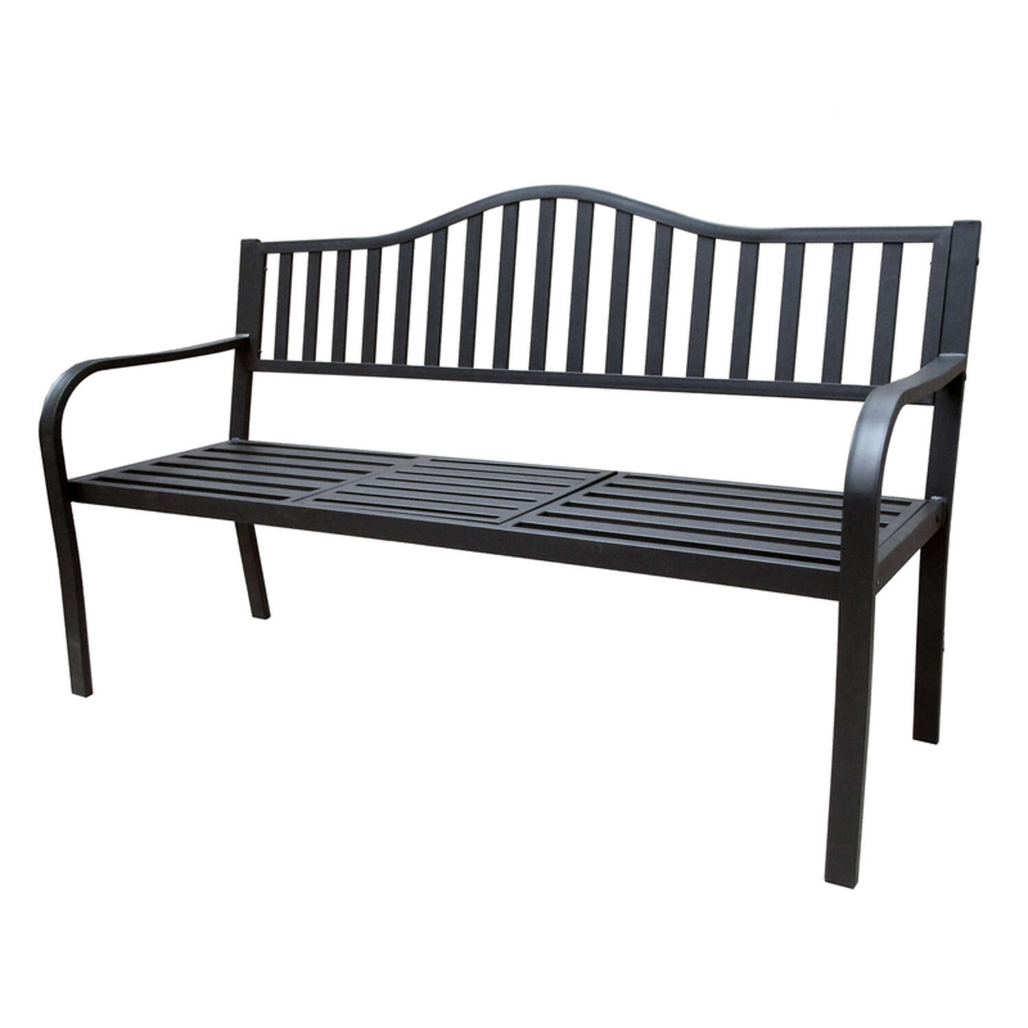 Bond Black Steel Park Bench 35 in. H X 59 in. L X 23 in. D