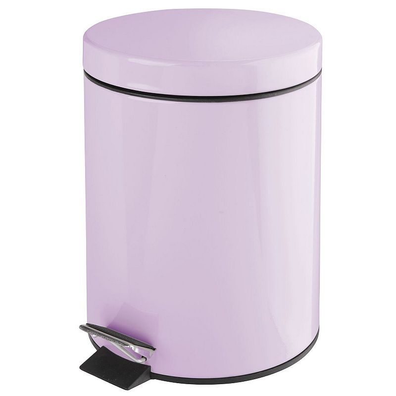 mDesign 5L Metal Round Step Garbage Trash Can with Removable Liner and Lid