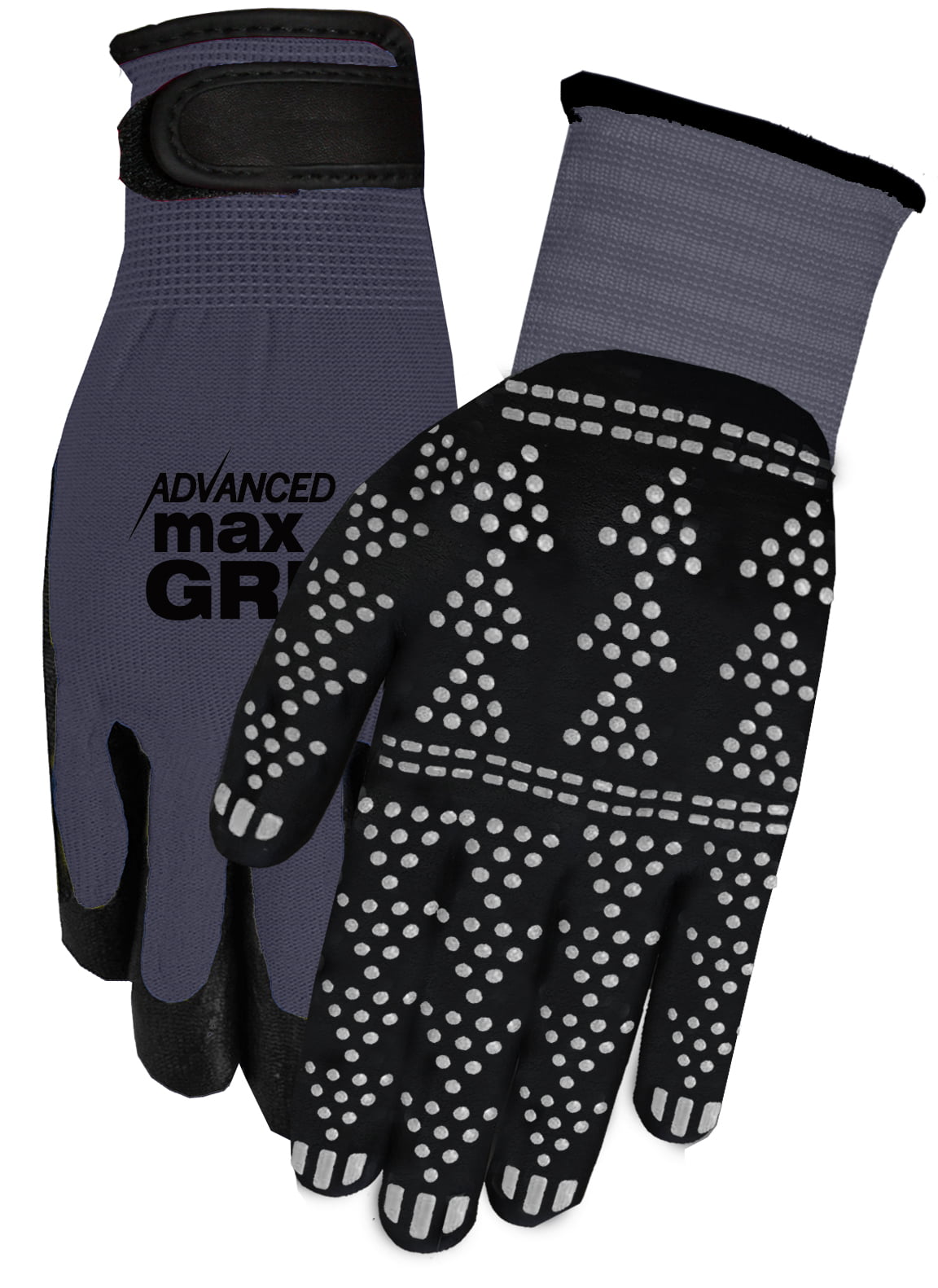 MidWest Gloves & Gear, Unisex, 3 Pack of Grey Advanced Max Grip™ Gloves, Size LX