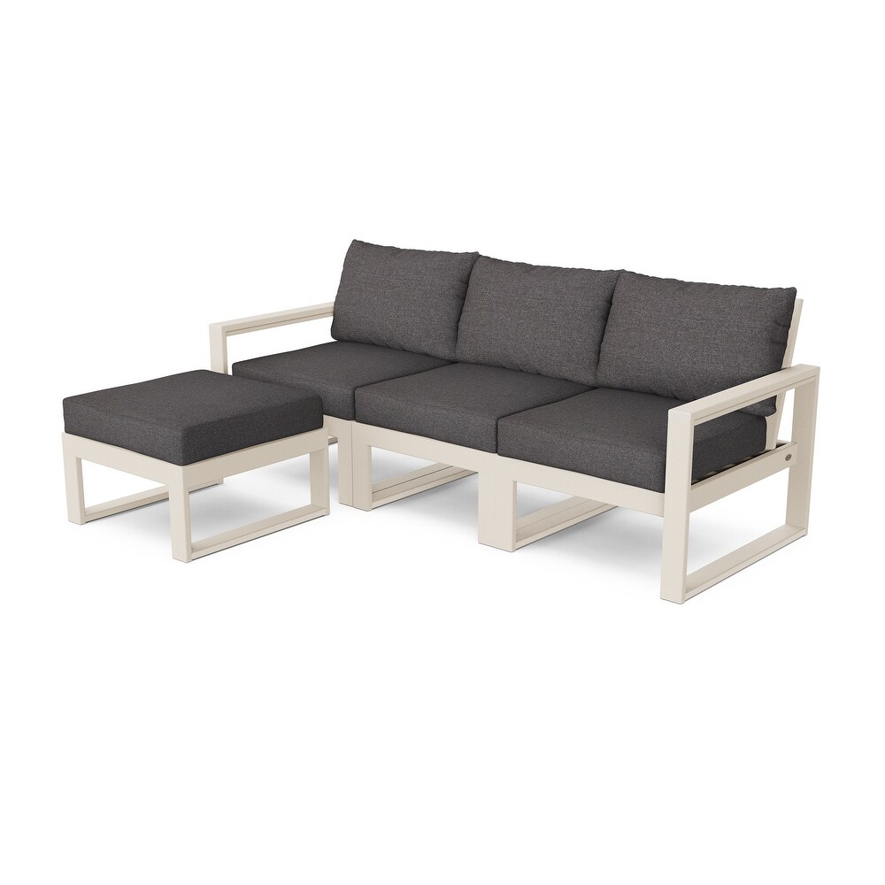 POLYWOOD EDGE 4 Piece Modular Deep Seating Set with Ottoman