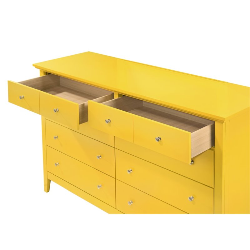 Home Square 2-Piece Set with 8-Drawer Dresser and 5-Drawer Chest in Yellow