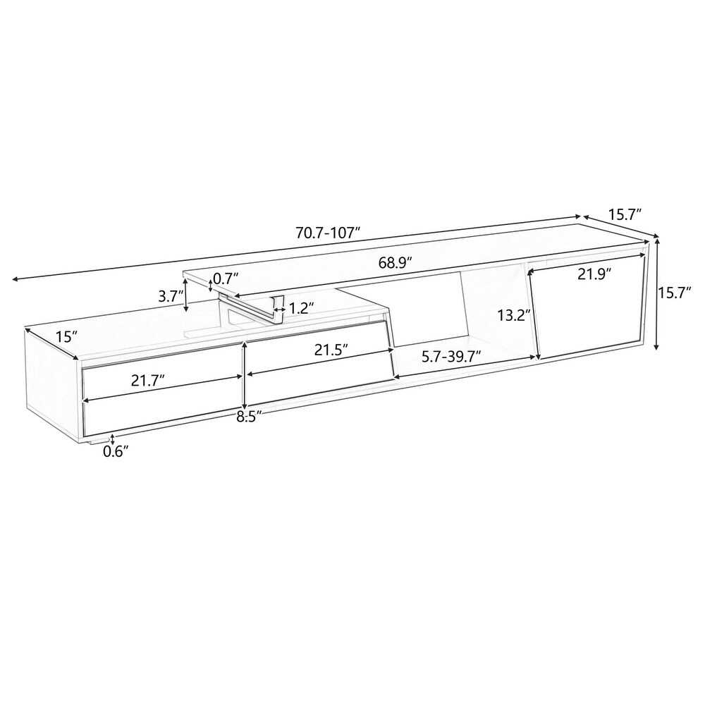 Minimalist Extendable TV Stand  TV Cabinet with 2 Drawers and 1 Cabinet  Modern Media Console for TVs Up to 100''