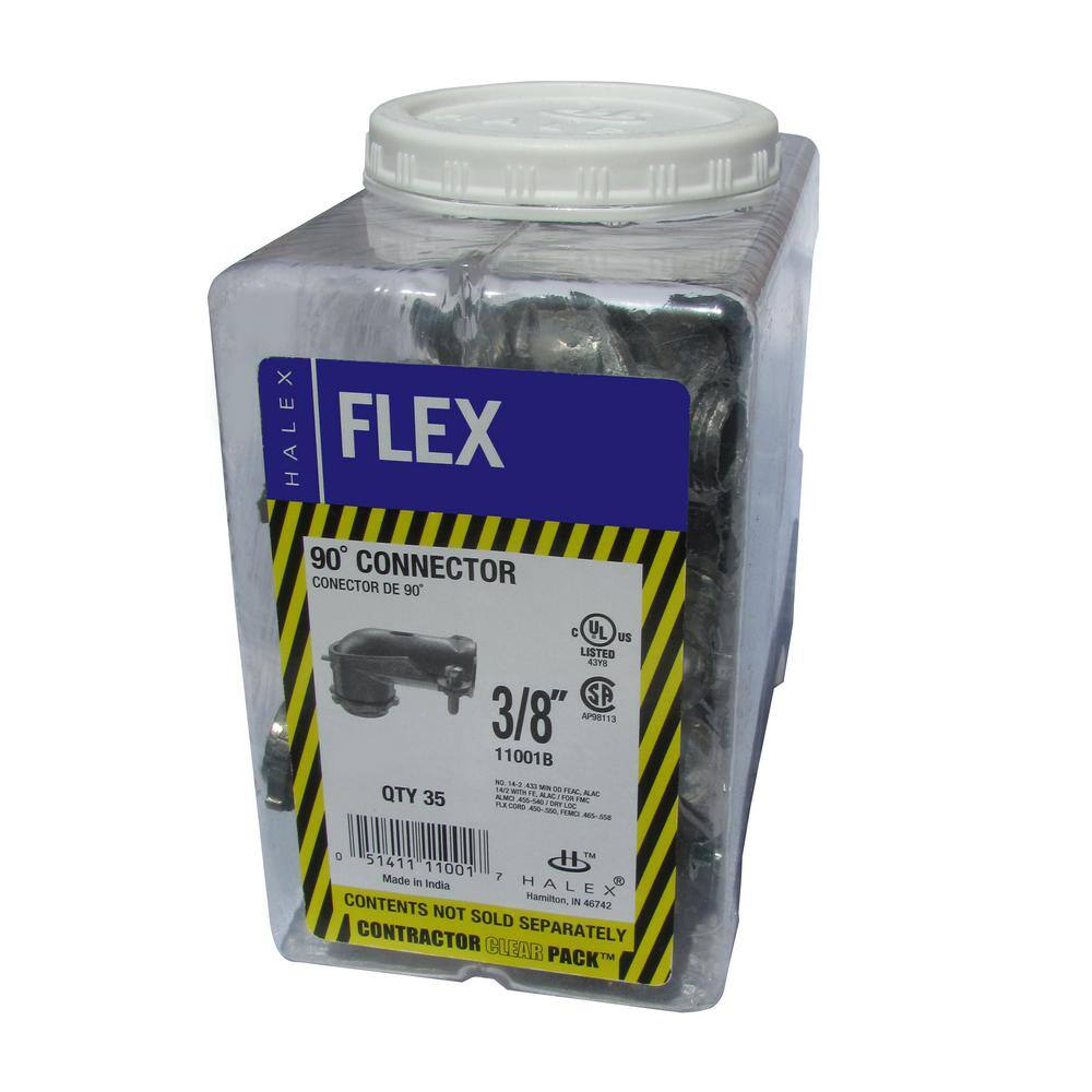 Halex 38 in. Flexible Metal Conduit (FMC) 90 Connectors (35-Pack) 11001B