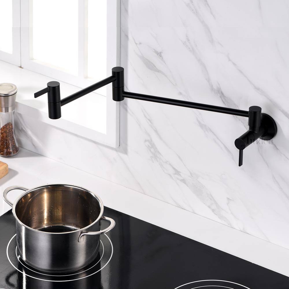 LUXIER Contemporary 2-Handle Wall-Mounted Pot Filler in Matte Black KTS17-TM-V