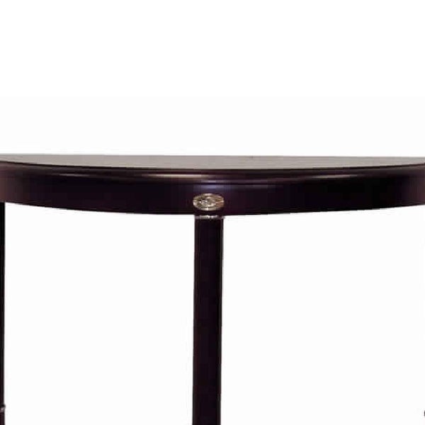 Crescent Shape Wooden End Table with Lower Shelf， Cherry Brown - 26 H x 10 W x 23 L Inches