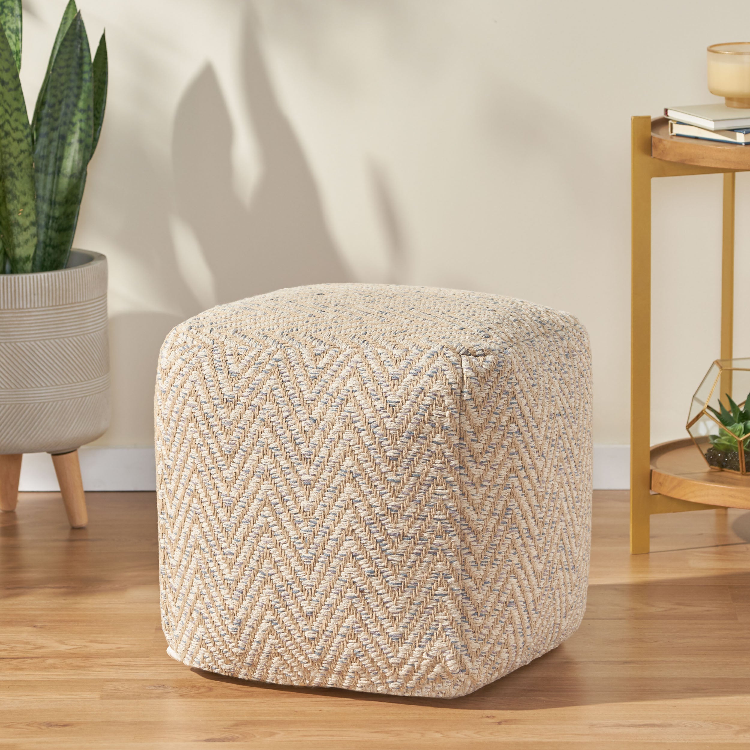 Aryelle Boho Fabric Cube Pouf