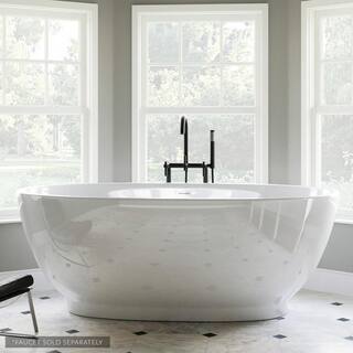 PELHAM  WHITE W-I-D-E Series Grandby 65 in. Acrylic Oval Freestanding Bathtub in White Drain in White PW82082-W