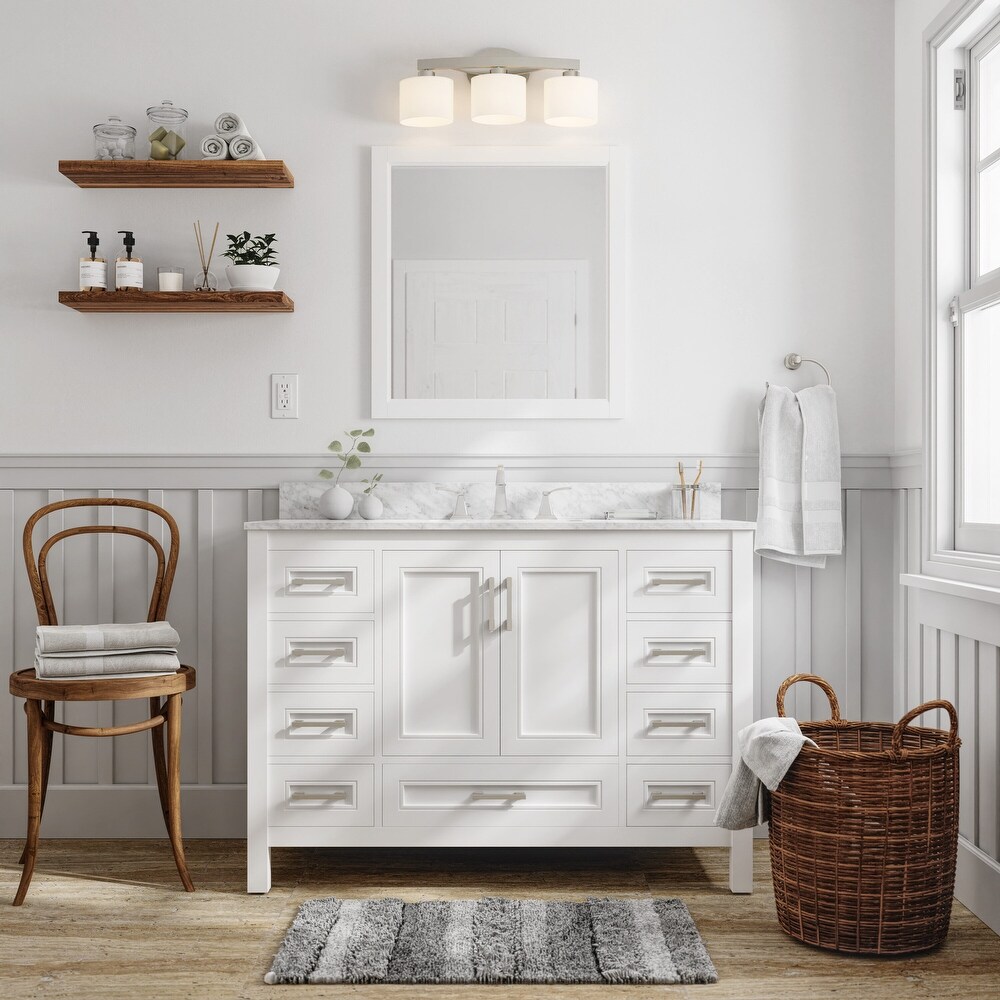 TimelessChic 48 in Undermount Single Sink Bathroom Vanity with Carrara Natural Marble Top