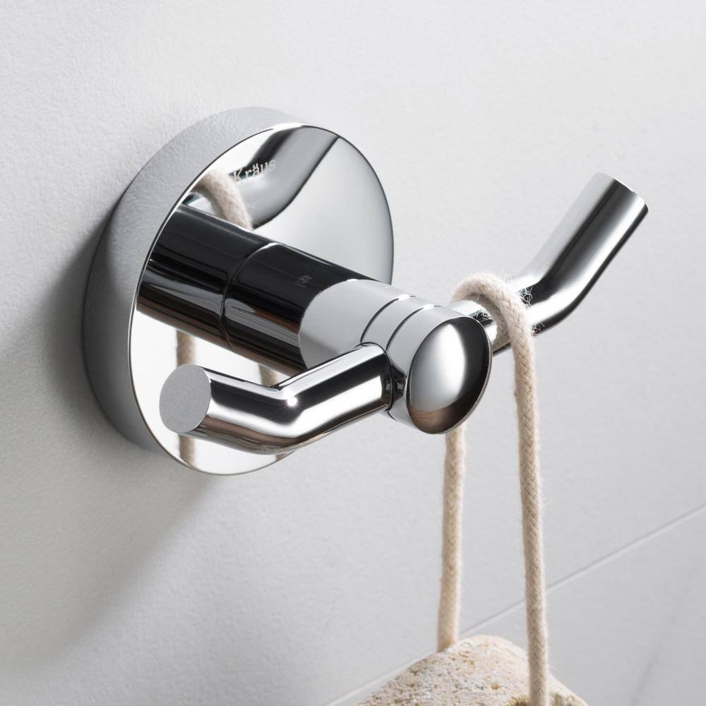 KRAUS Elie Bathroom Robe and Towel Double Hook in Chrome KEA-18802CH