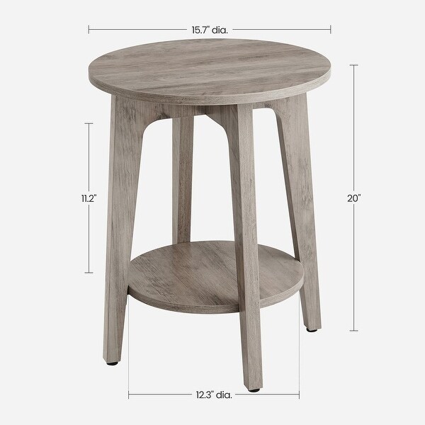 Side Table， Small Round End Table with Lower Shelf， Nightstand for Small Spaces， Modern Farmhouse Style