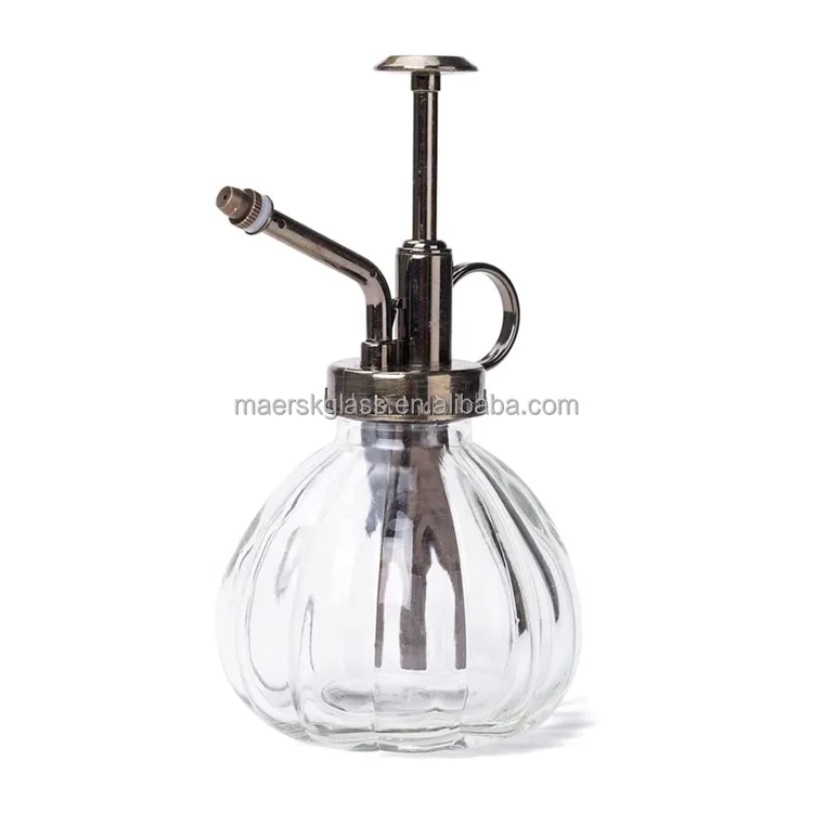 Vintage Style Pump Top Sprayer Water Mister Irrigated Plant Cute Glass Bottle Watering Can Pot with Sprayer