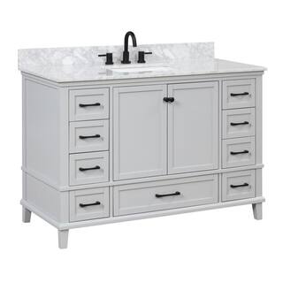 Home Decorators Collection Merryfield 49 in. W x 22 in. D Bath Vanity in Dove Gray with Carrara Marble Vanity Top in White with White Sink 19112-VS49-DV